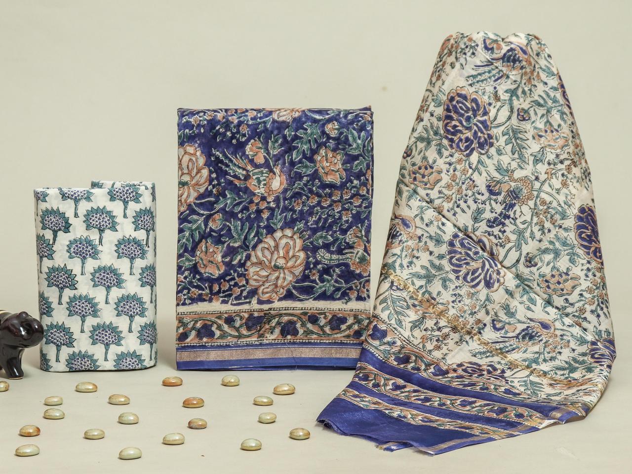 Shop hand block print chanderi suits in jaipur (CHA195)