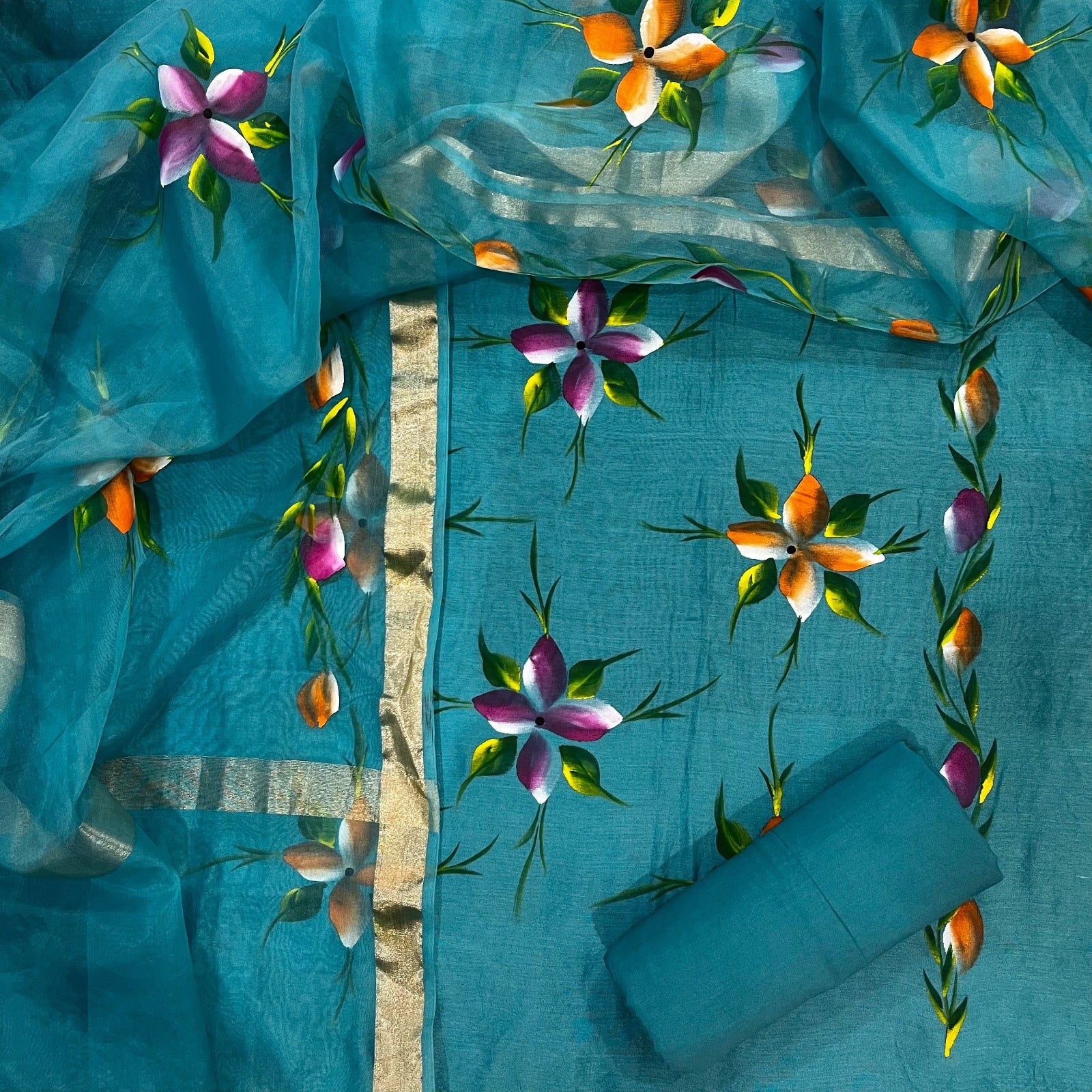 Shop chanderi silk suits with organza dupatta online shopping (CHA201)