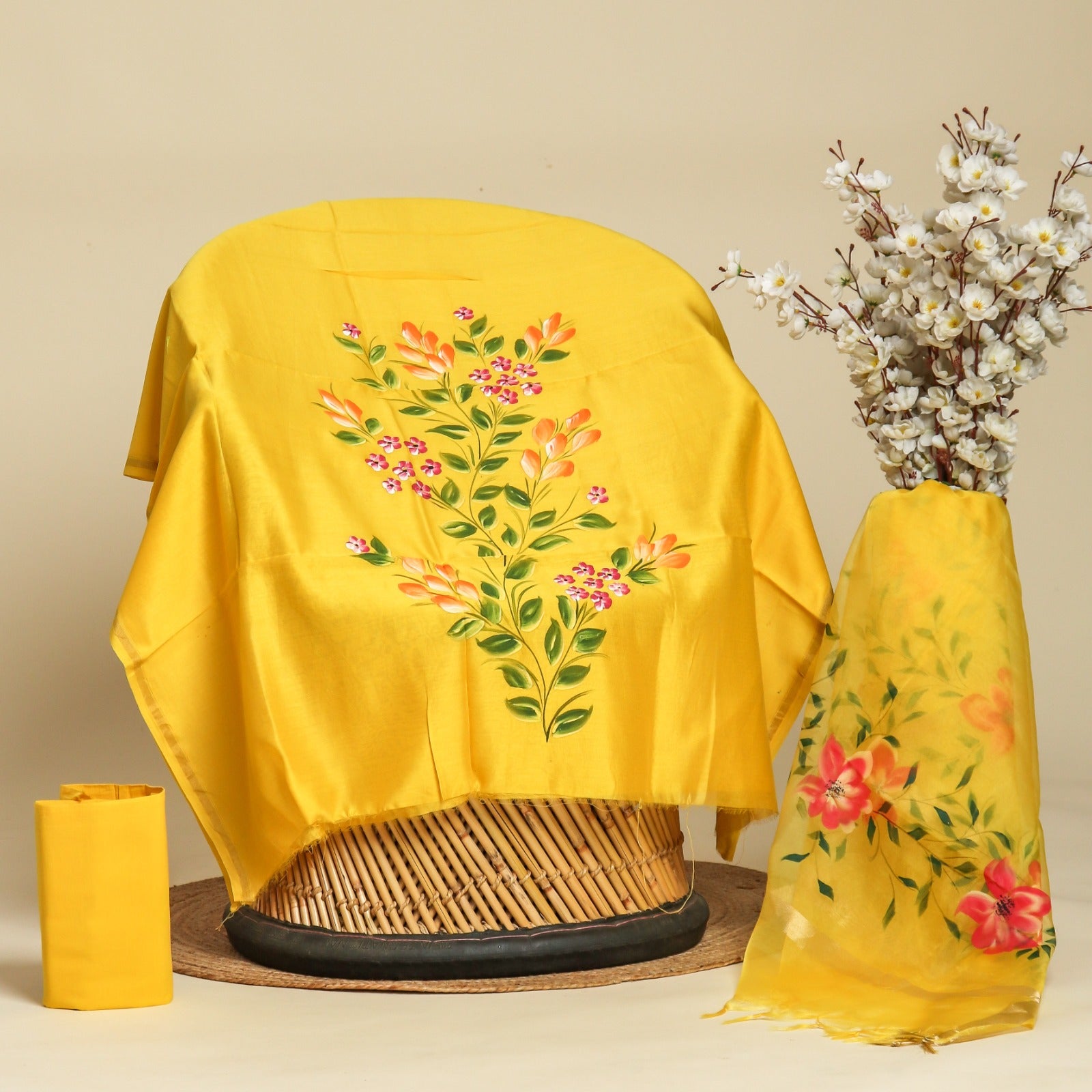 Shop hand pained chanderi suits with organza dupatta (CHA212)
