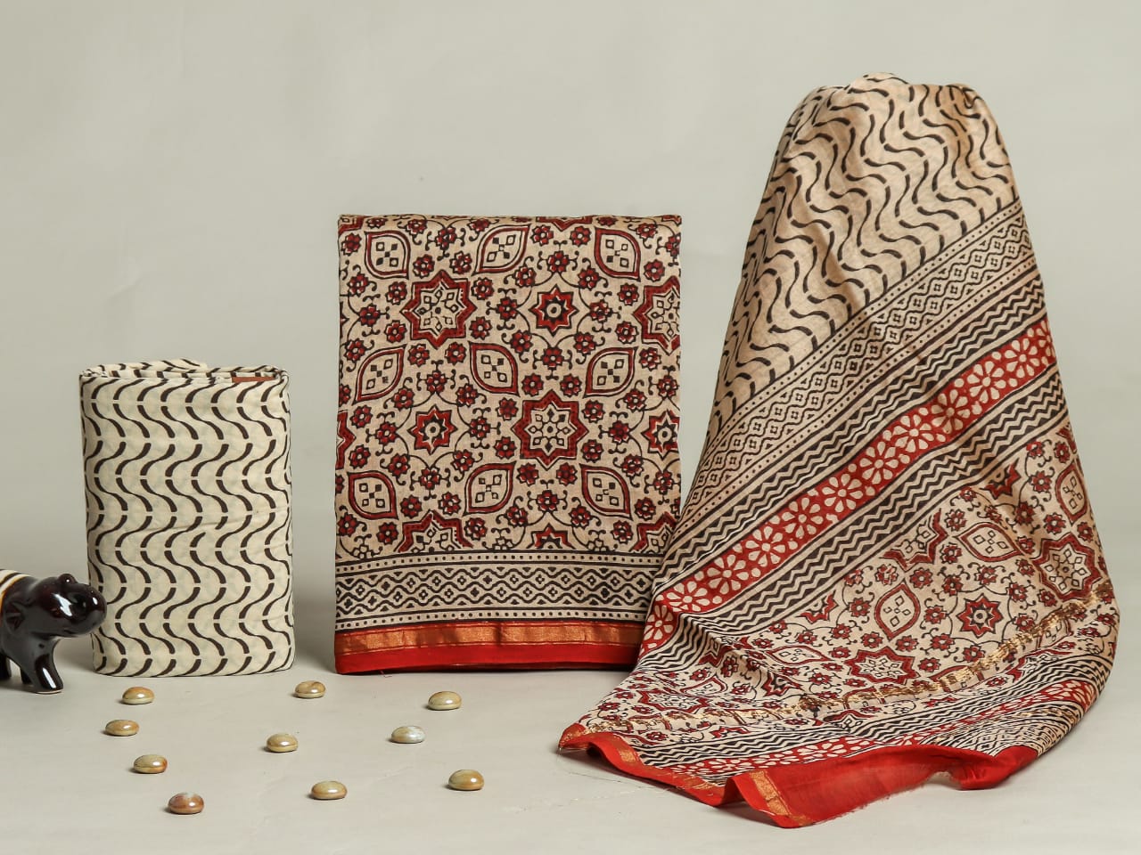 Shop block print chanderi silk suits online (CHA231)