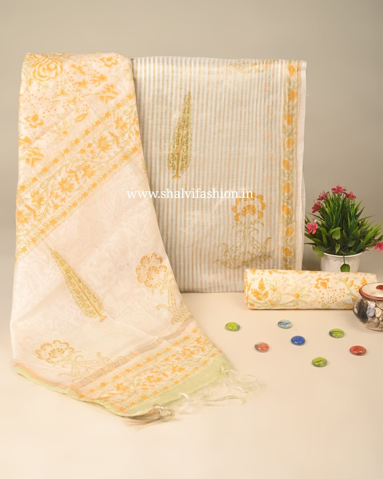 Shop block printed mul chanderi suits in jaipur (CHA252)