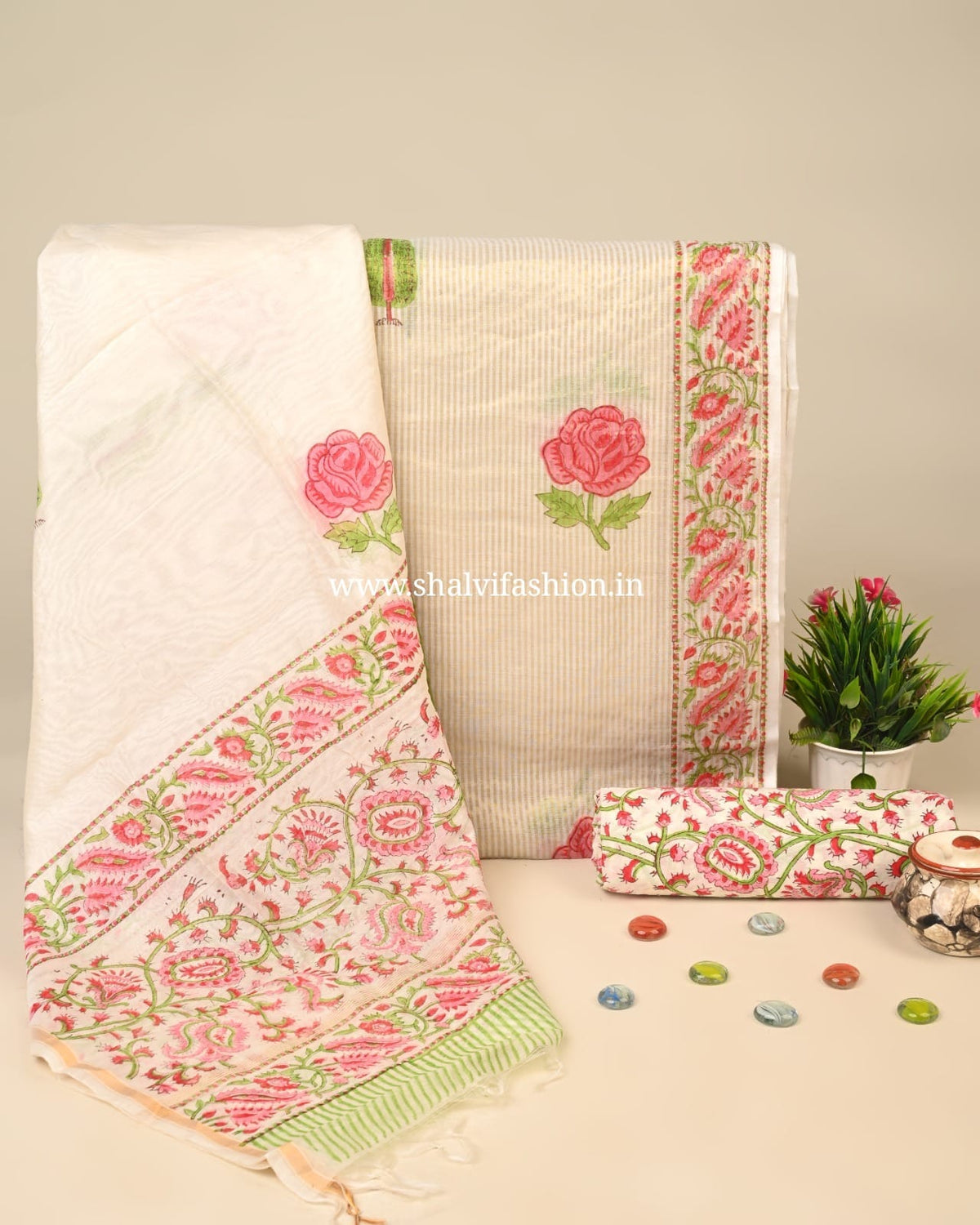 Shop jaipuri print mul chanderi silk suits (CHA271)