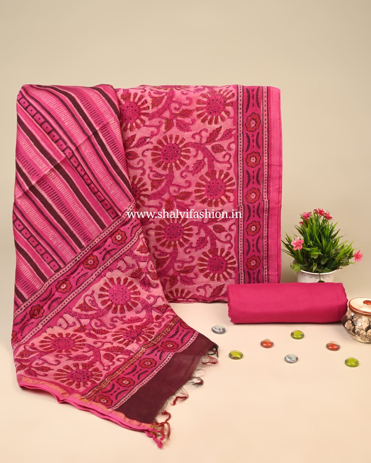 Shop ajrak print chanderi silk suits online shopping (CHA33)