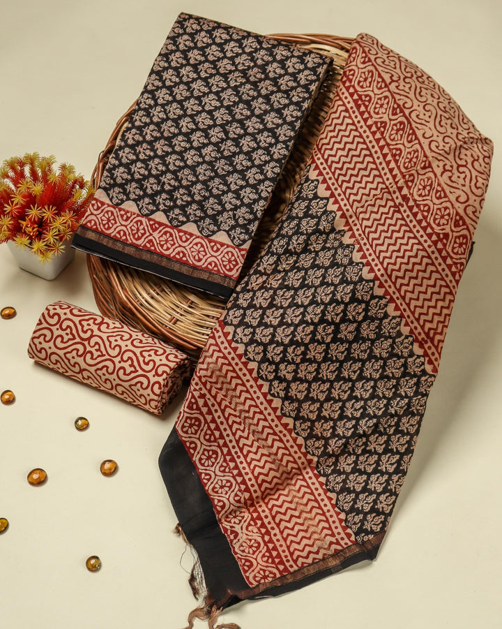 Bagru Printed Maheshwari Silk Suit with Maheshwari Silk Dupatta –  thestudiobagru