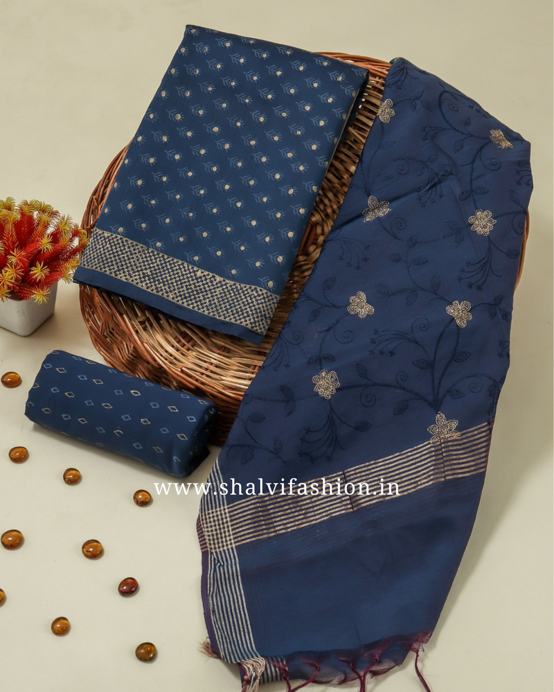 Shop hand block print chanderi silk suits (CHA378)