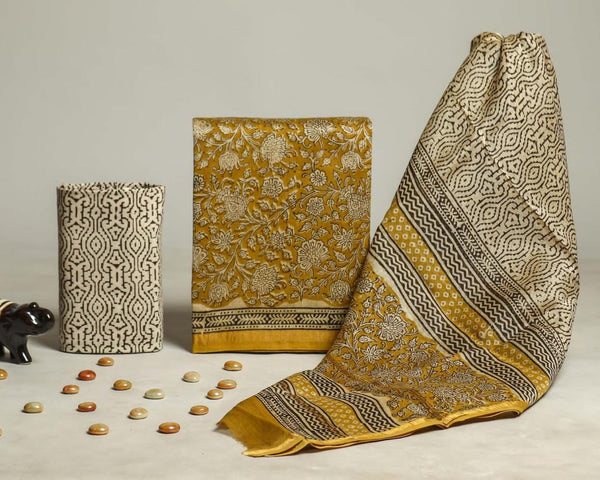 Shop hand block print chanderi silk suits in jaipur (CHA412)