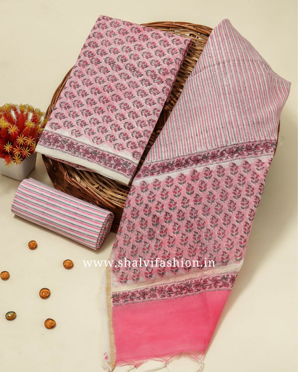 Shop Block Print Chanderi Silk Suit Set (CHA798)