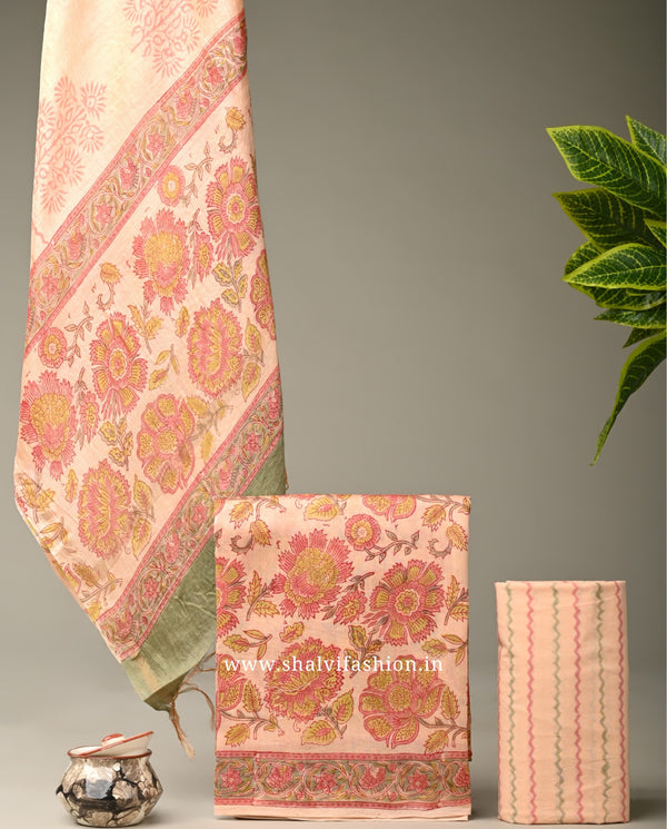 Shop hand block printed chanderi silk suits in jaipur (CHA802)