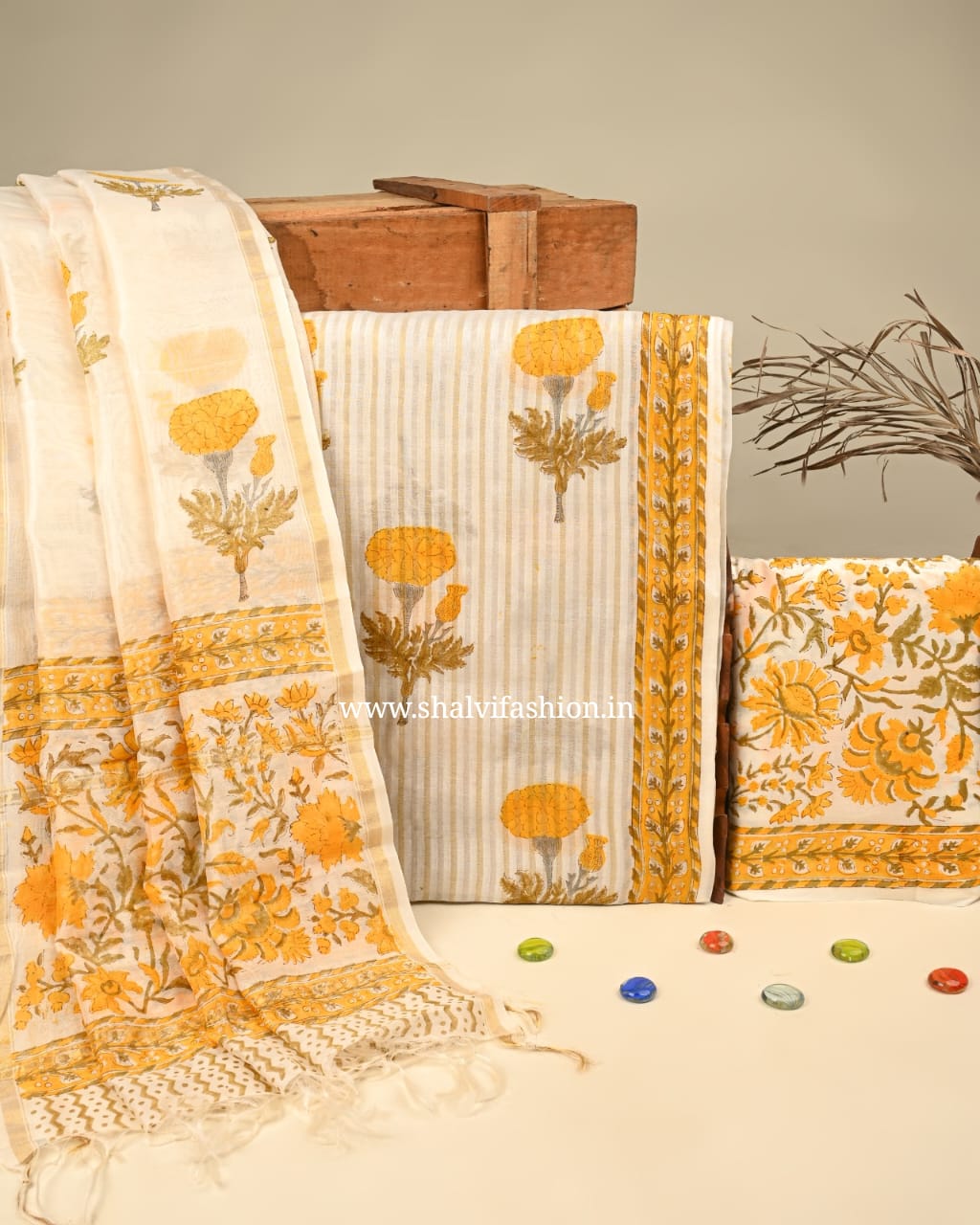 Shop block printed mul chanderi suits in jaipur (CHA846)