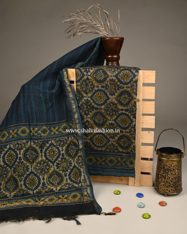 Shop ajrak printed chanderi silk two piece sets online (CHA852)