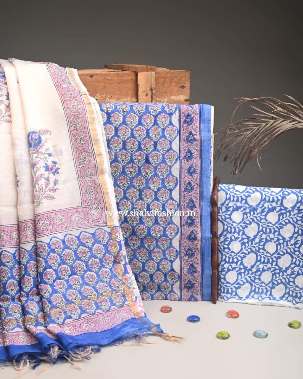 Shop block print chanderi suits (CHA879)