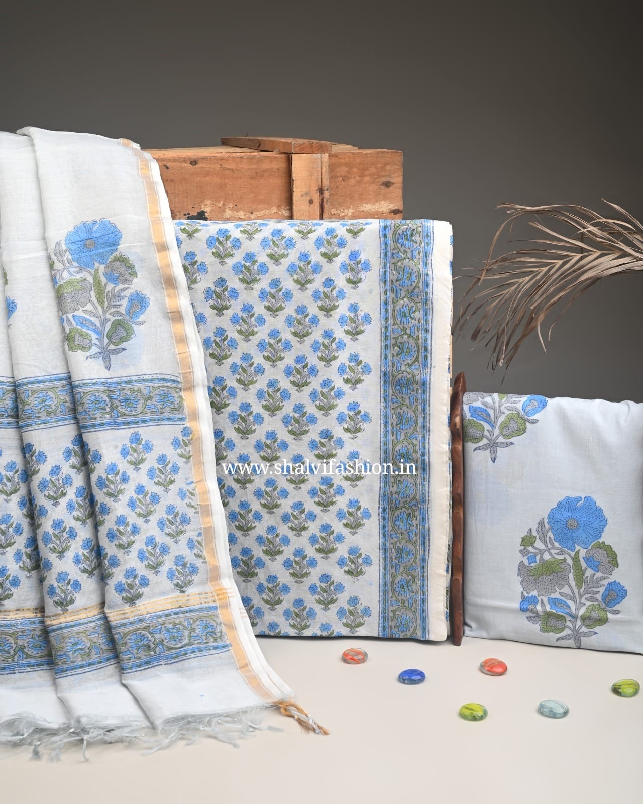 Shop jaipuri print chanderi silk suits (CHA883)
