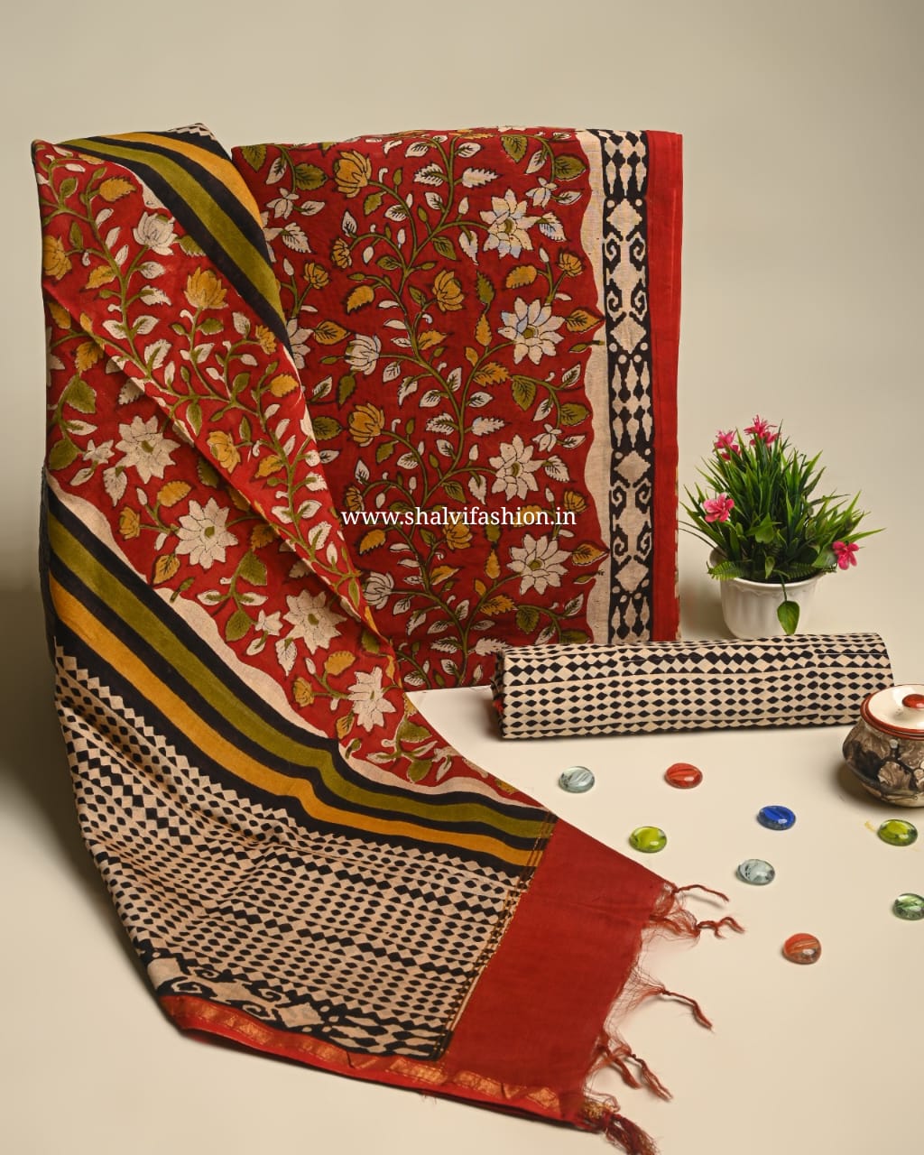 Shop hand block print chanderi suit sets (CHA894)