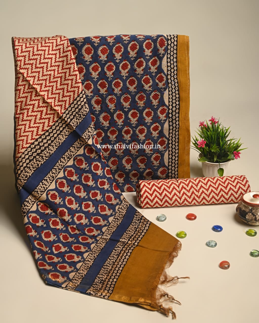 Shop jaipuri block printed chanderi suits online (CHA899)