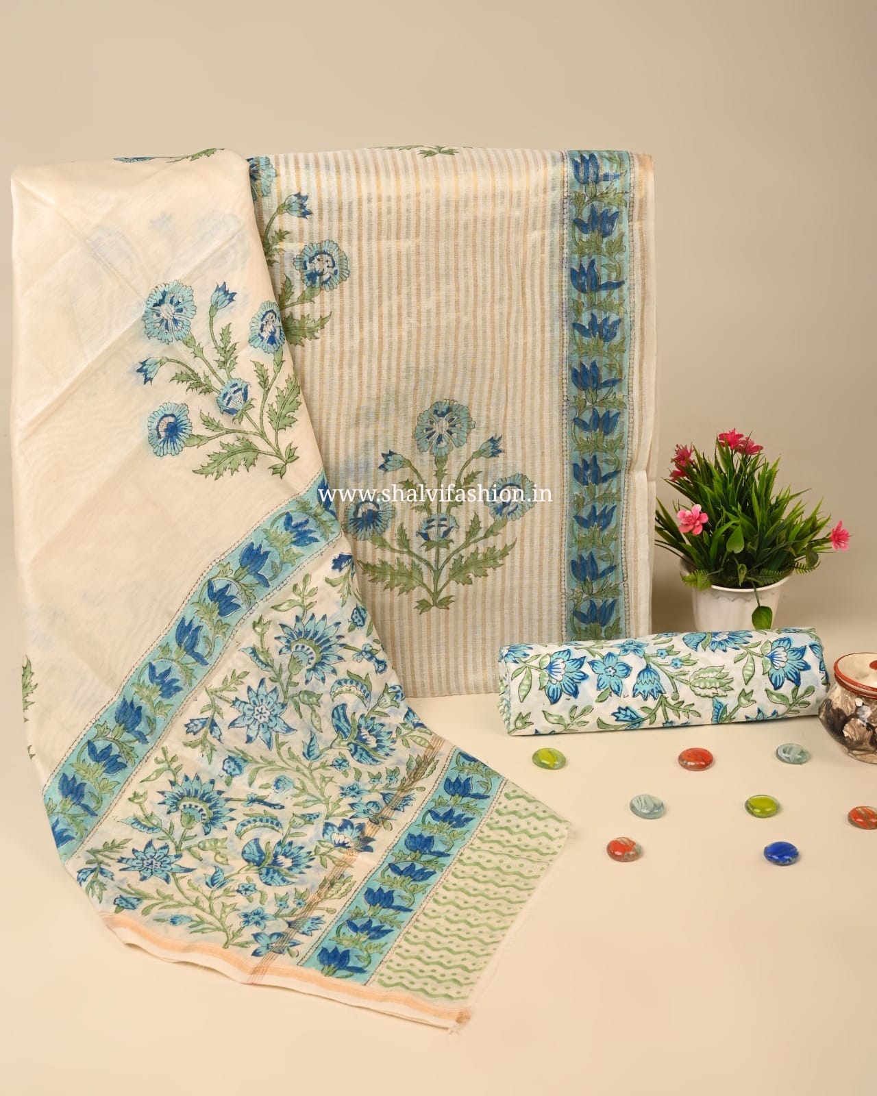 Shop hand block print mul chanderi suits online (CHA937)