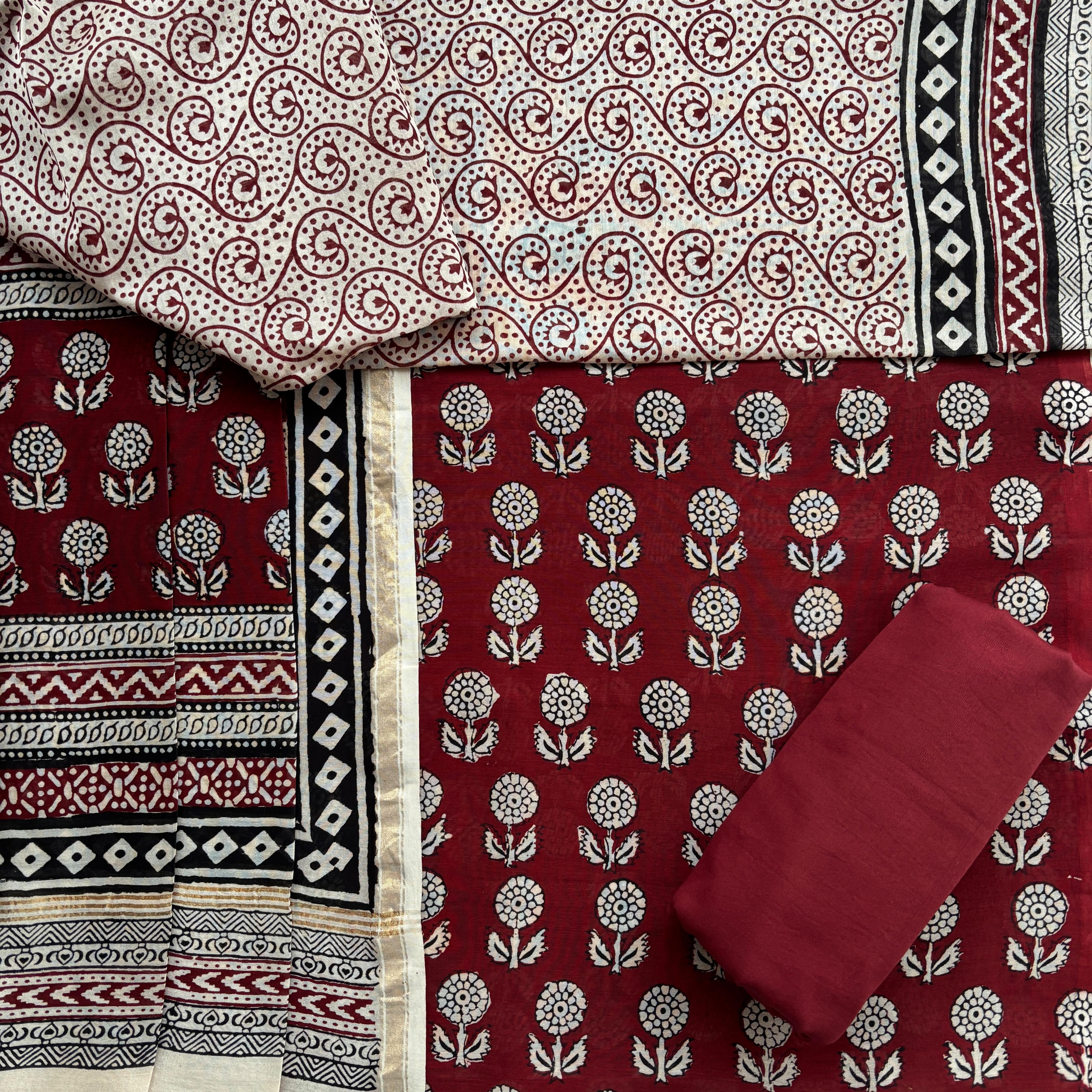 Shop jaipuri print chanderi silk suits online shopping (CHA968)