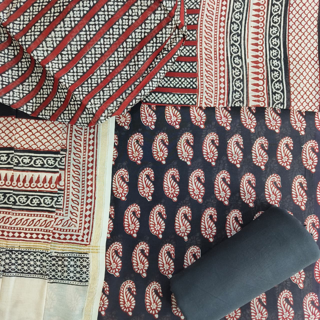 Shop block print chanderi silk suits in jaipur (CHA973)