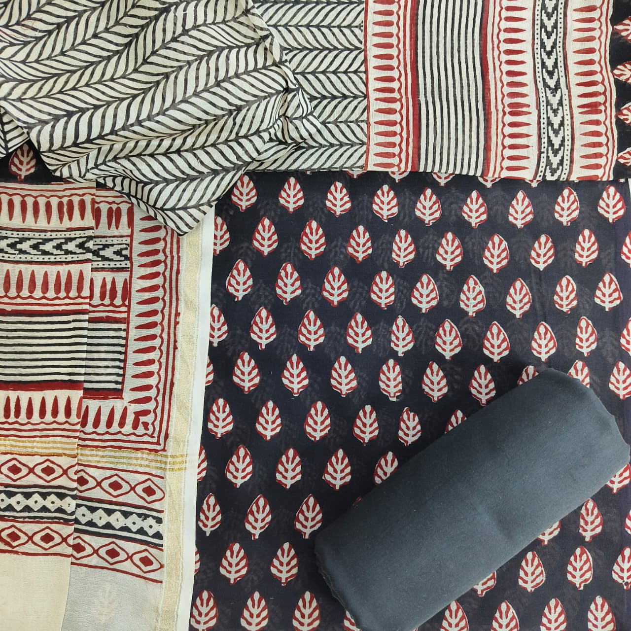 Shop block bagh print chanderi silk suits (CHA974)