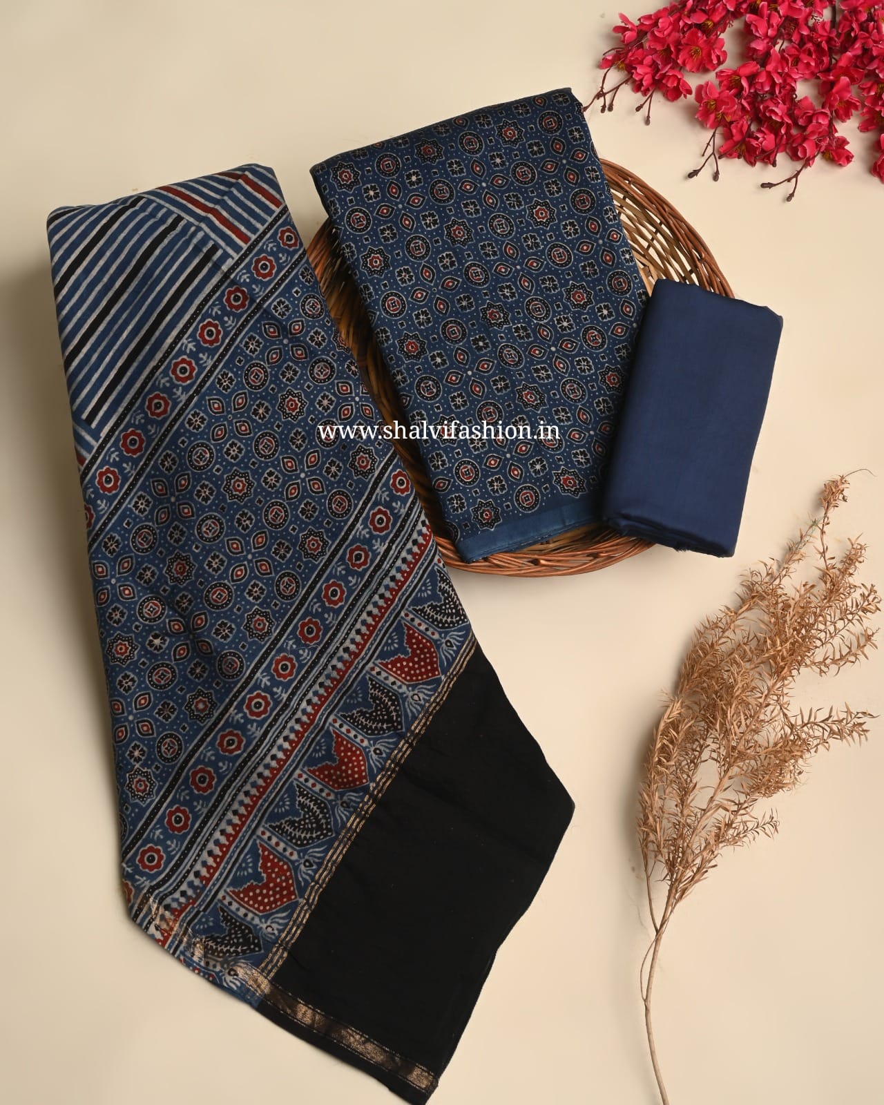 Shop ajrak print chanderi silk suits (CHA980)