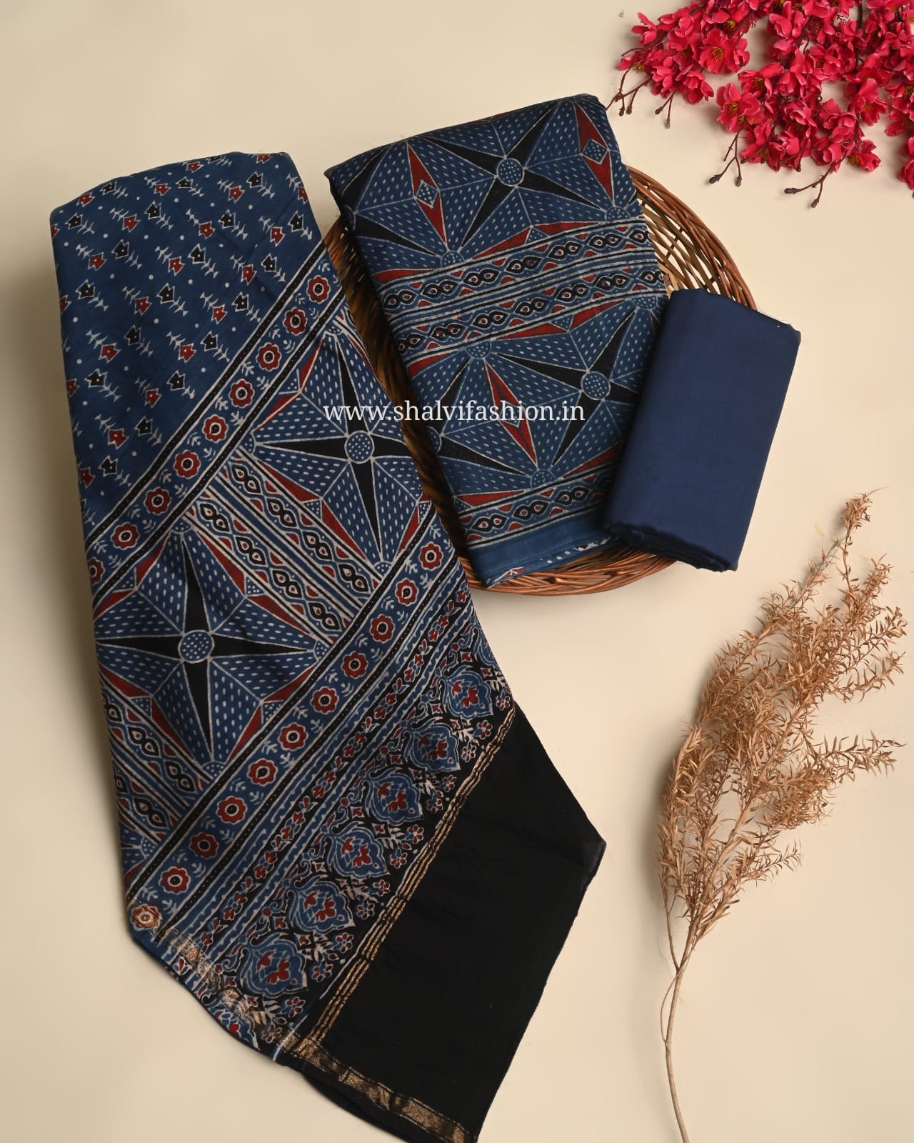 Shop ajrak print chavderi silk suits online shopping (CHA983)