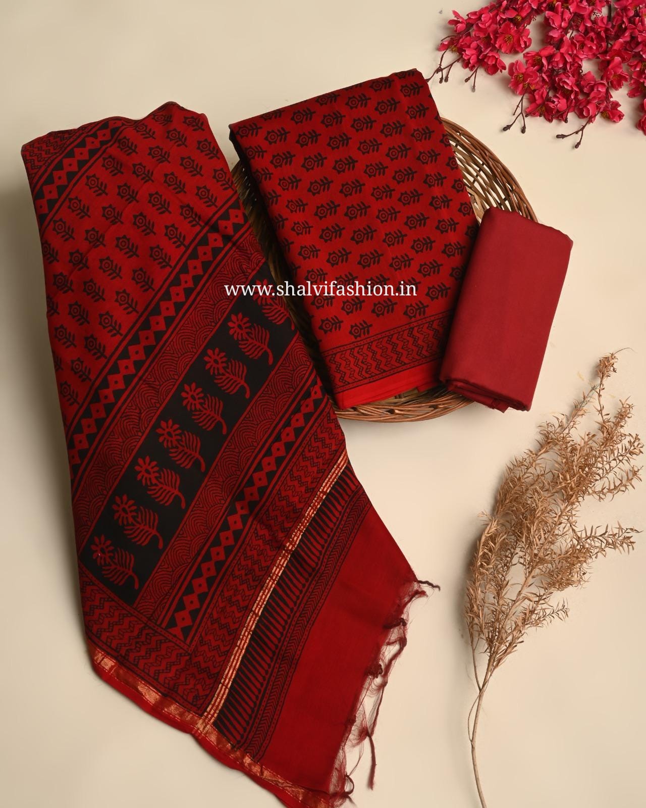 Shop bagh print chanderi silk suits online (CHA997)