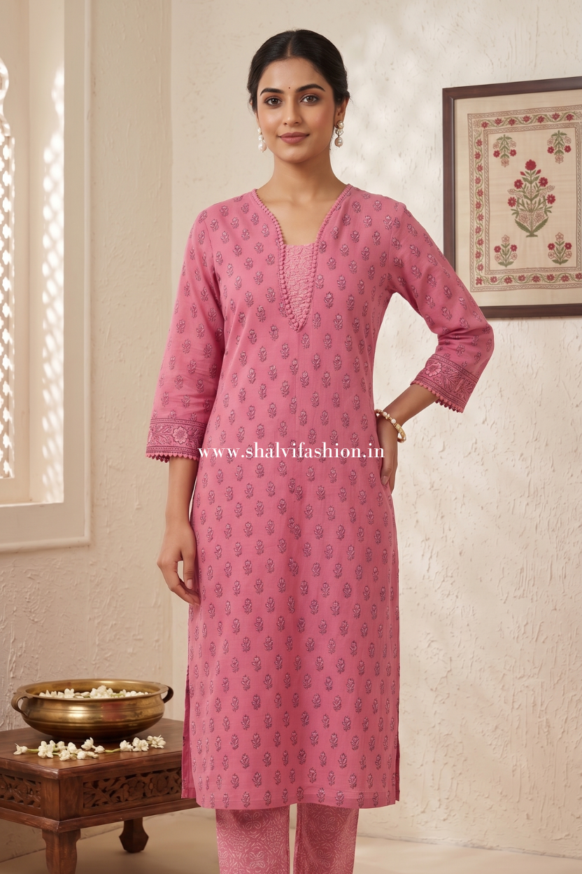 Shop block printed chanderi silk suits in jaipur (CHS04)