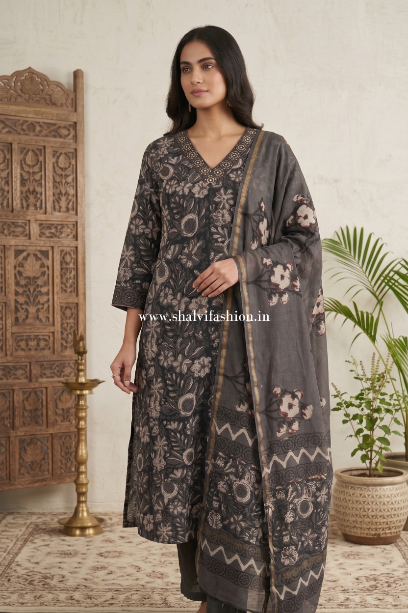 Shop hand block printed chanderi silk suits online (CHS05)