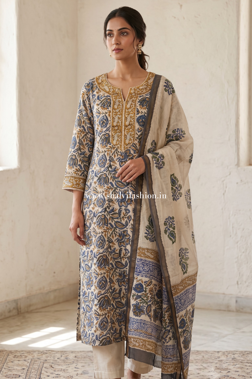 Shop block printed chanderi silk suits online shopping (CHS17)
