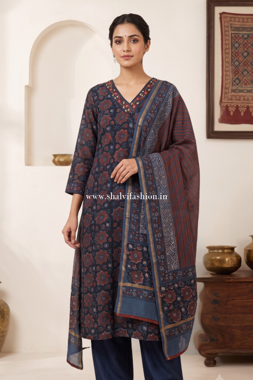 Shop block printed chanderi silk suits (CHS21)