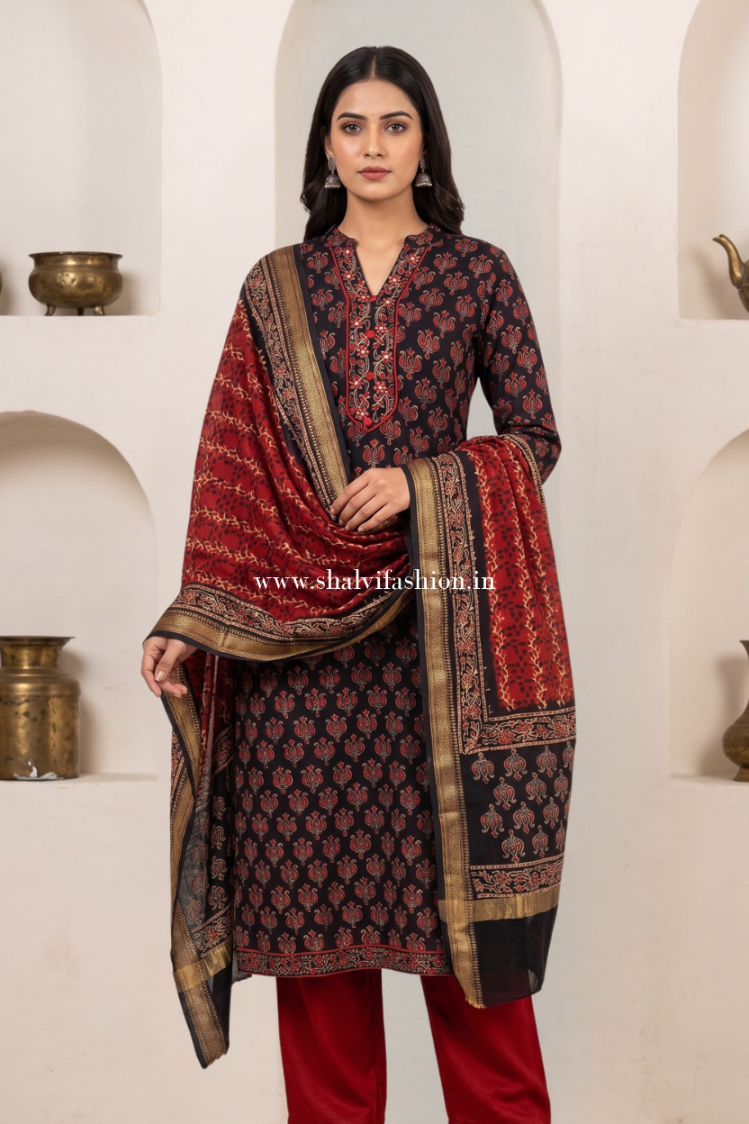 Shop sanganeri printed chanderi silk suits (CHS26)