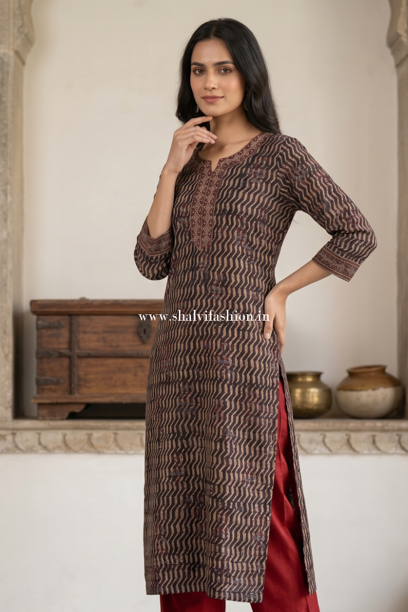 Shop ajrak printed chanderi silk suits in jaipur (CHS36)