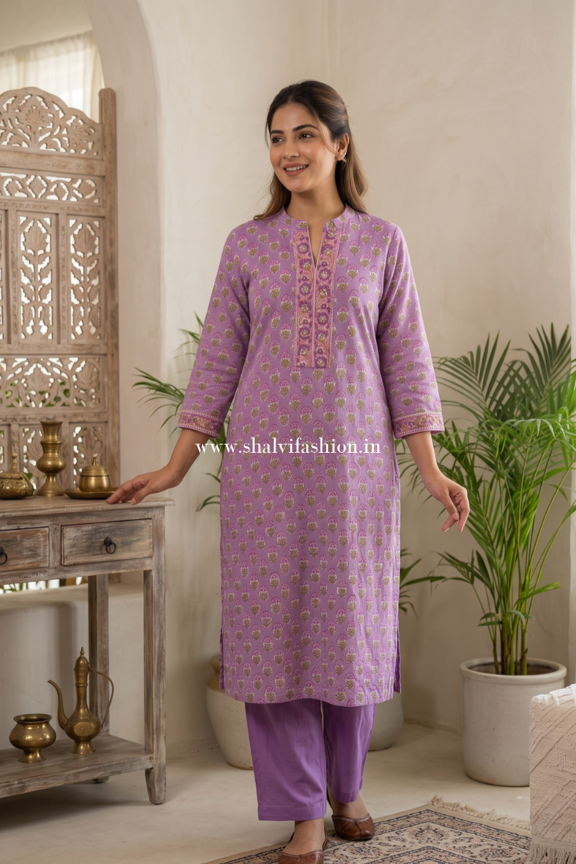 Shop hand block print chanderi suits online (CHS69)