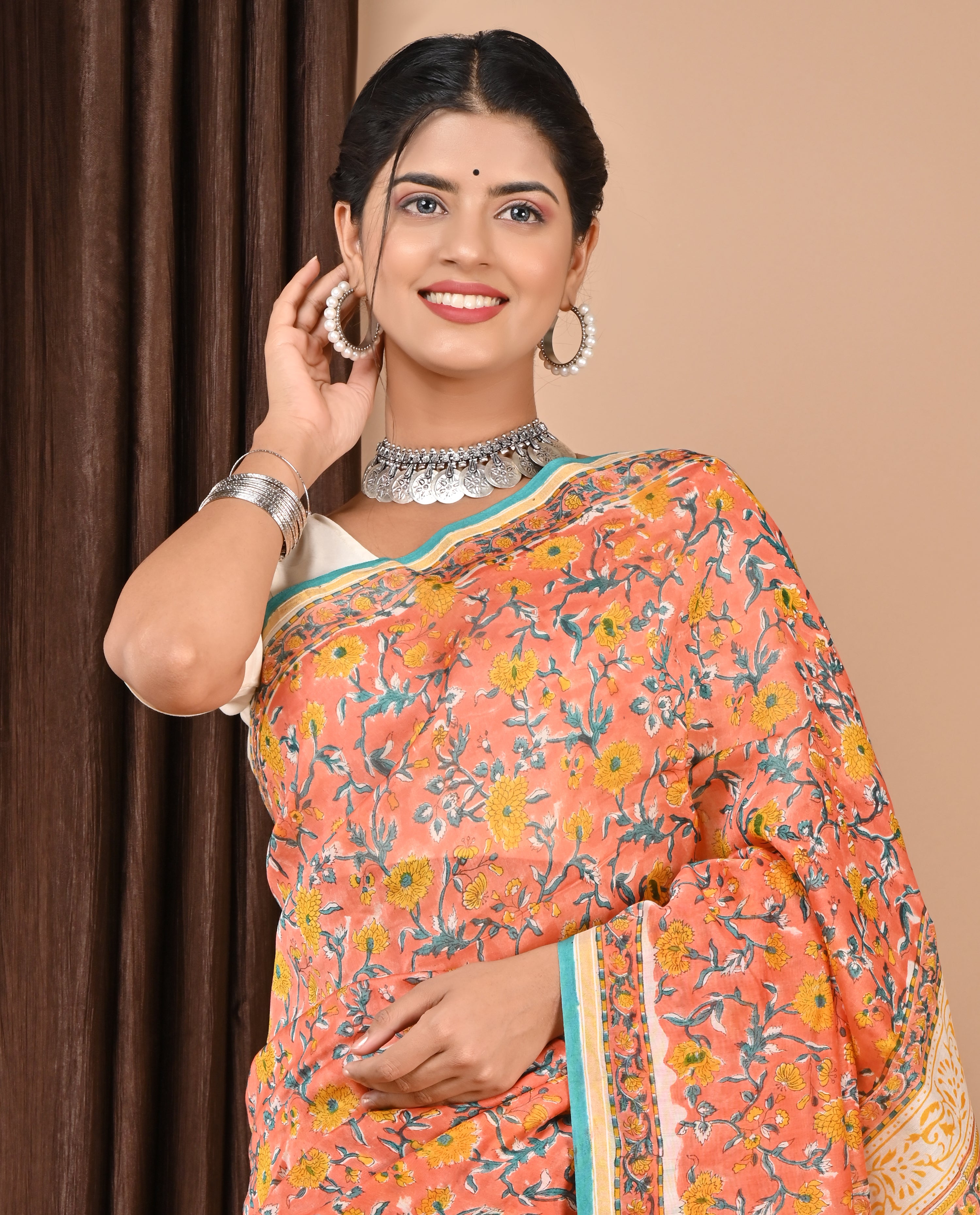 Designer Handblock Print Chanderi Saree (CHSAR11) - ShalviFashion