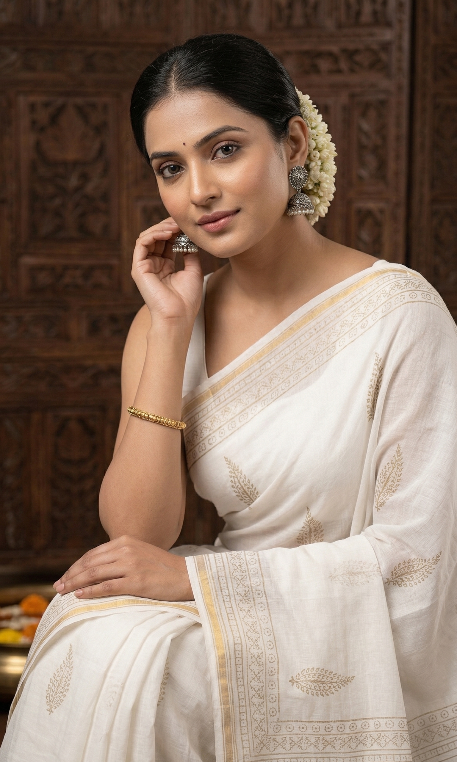 Beautifully Hand carfted Chanderi Saree (CHSAR16) - ShalviFashion