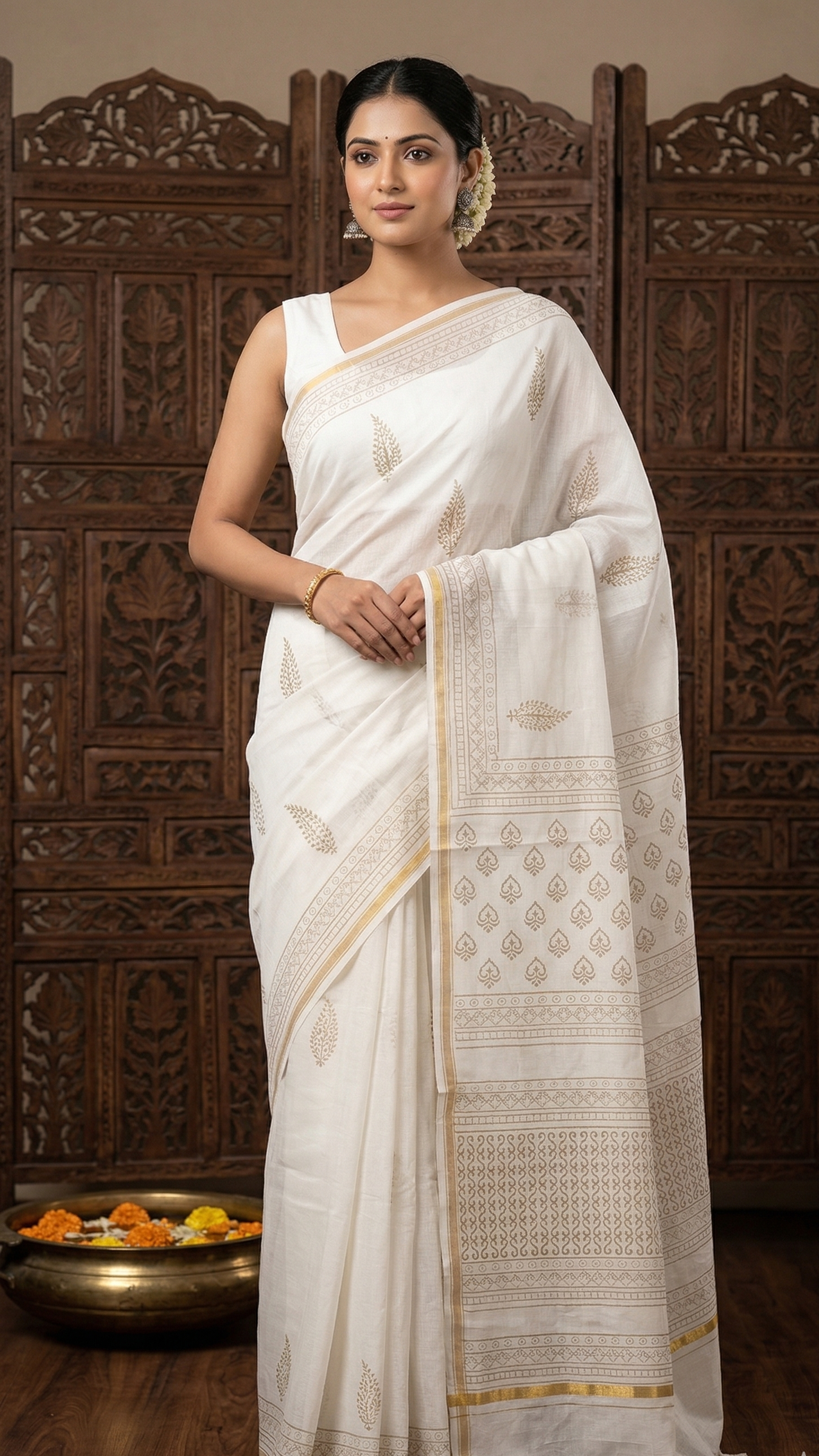 Beautifully Hand carfted Chanderi Saree (CHSAR16) - ShalviFashion