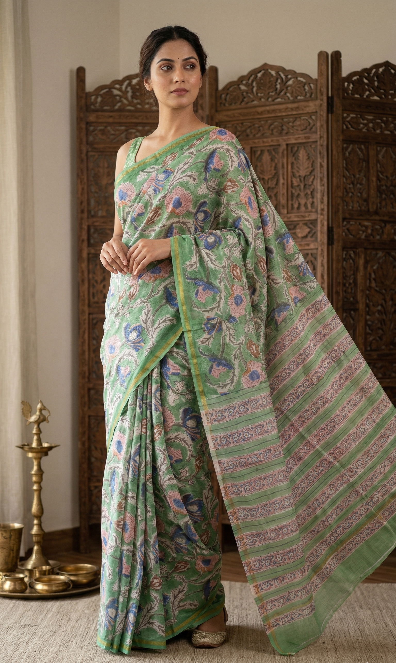 Beautifully Hand carfted Chanderi Saree (CHSAR17) - ShalviFashion