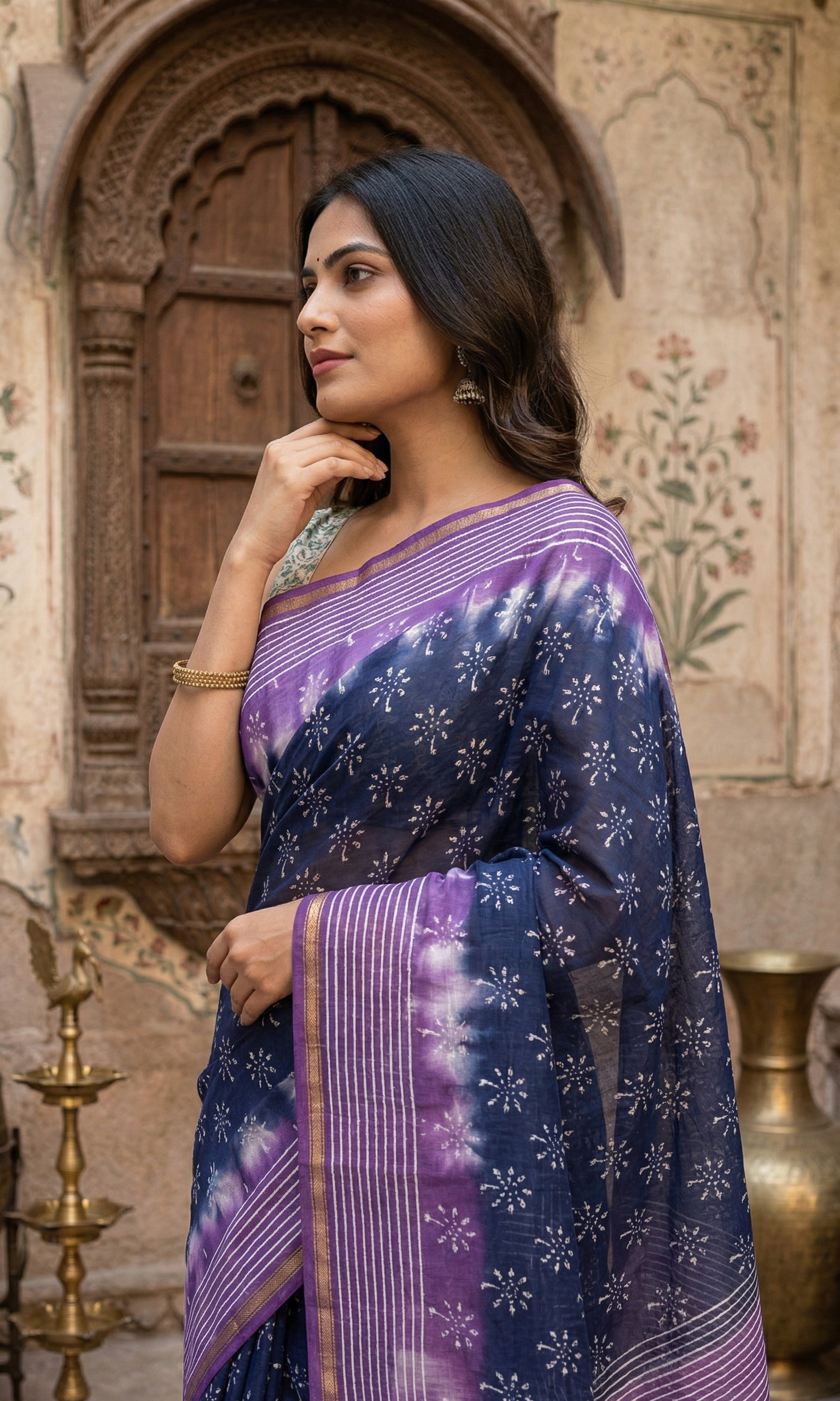 Beautifully Hand carfted Chanderi Saree (CHSAR19) - ShalviFashion