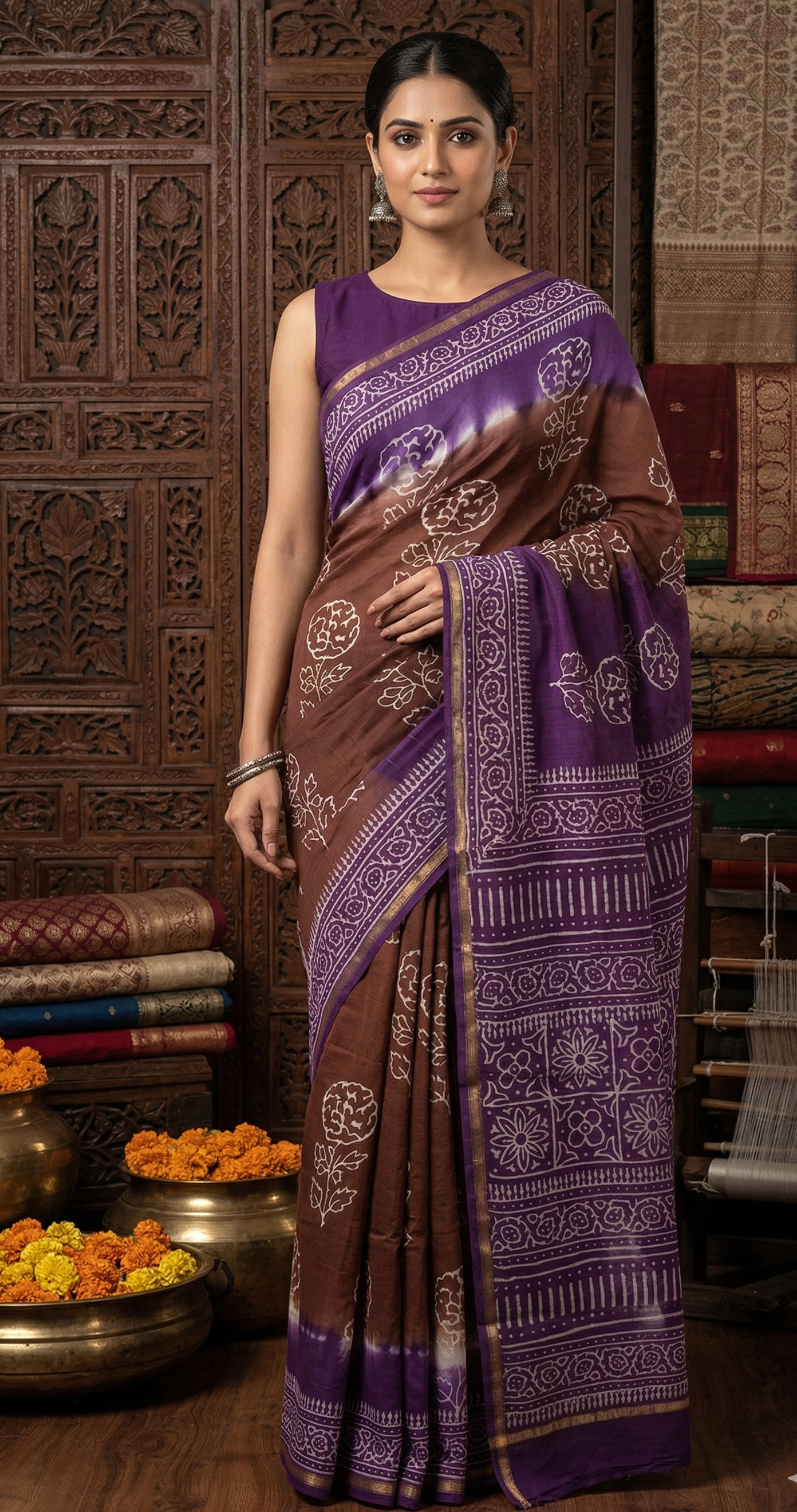 Beautifully Hand carfted Chanderi Saree (CHSAR20) - ShalviFashion
