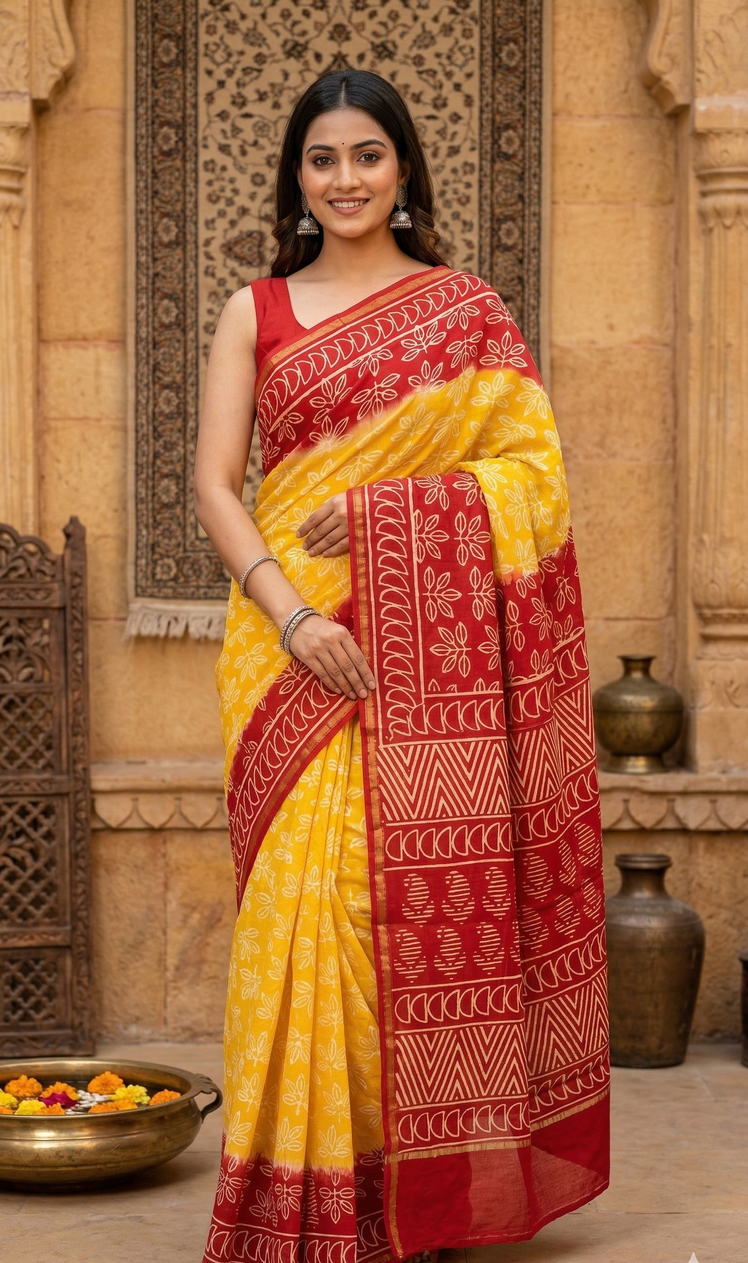 Beautifully Hand carfted Chanderi Saree (CHSAR23) - ShalviFashion