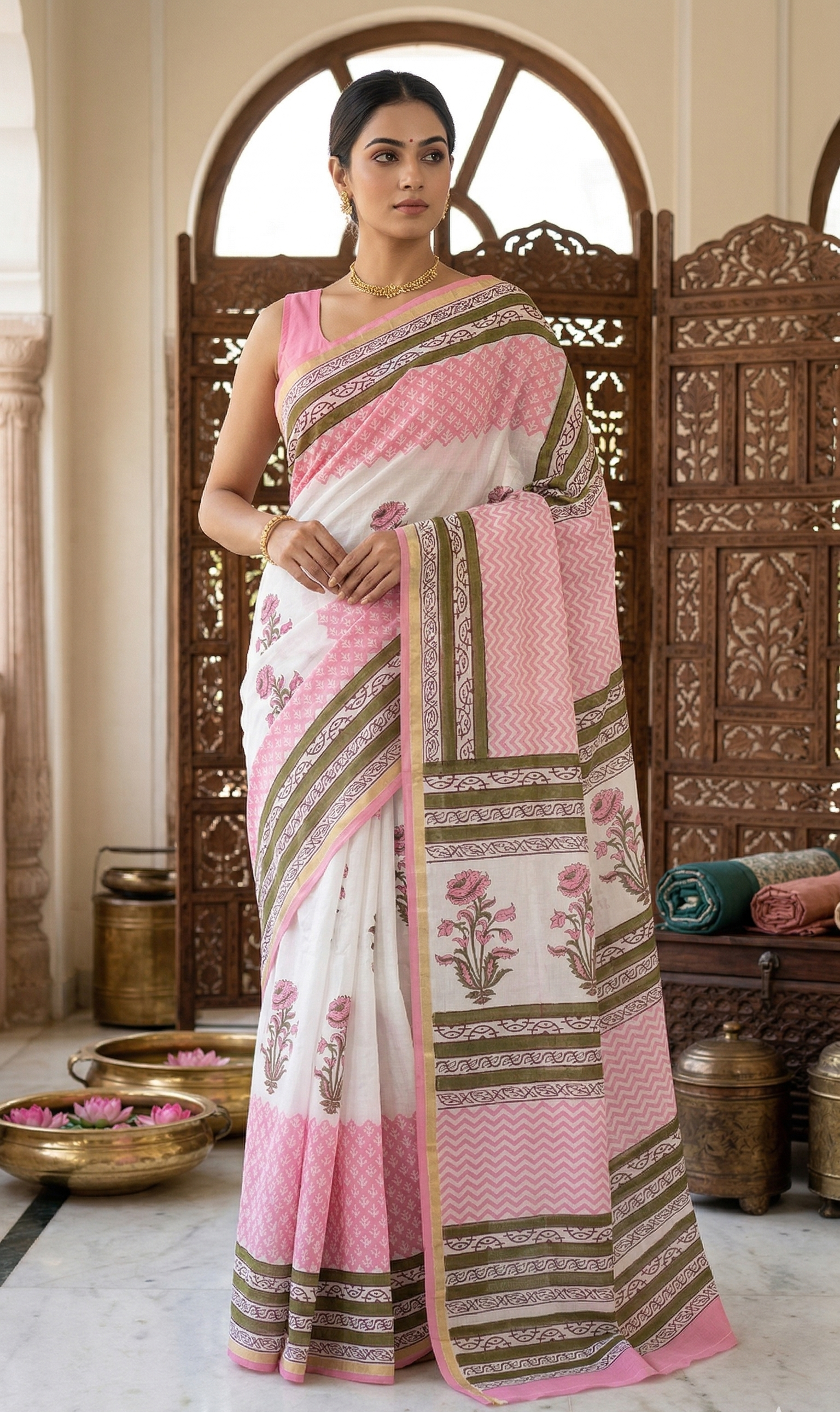 Beautifully Hand carfted Chanderi Saree (CHSAR24) - ShalviFashion