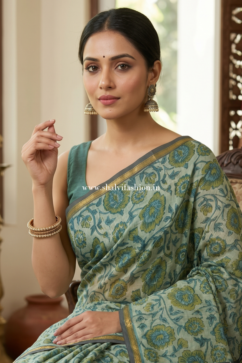 Ajrak Print Chanderi Silk Saree (CHSAR66)