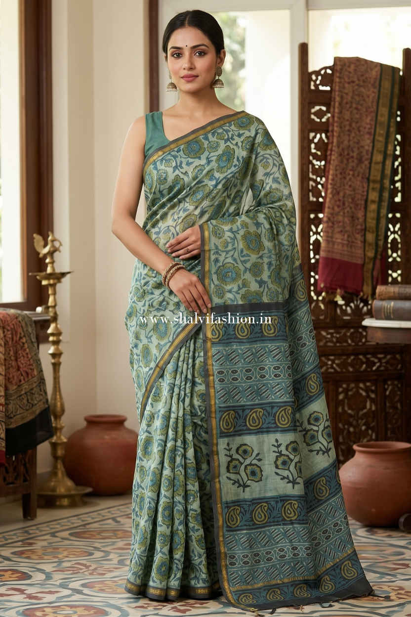 Ajrak Print Chanderi Silk Saree (CHSAR66)