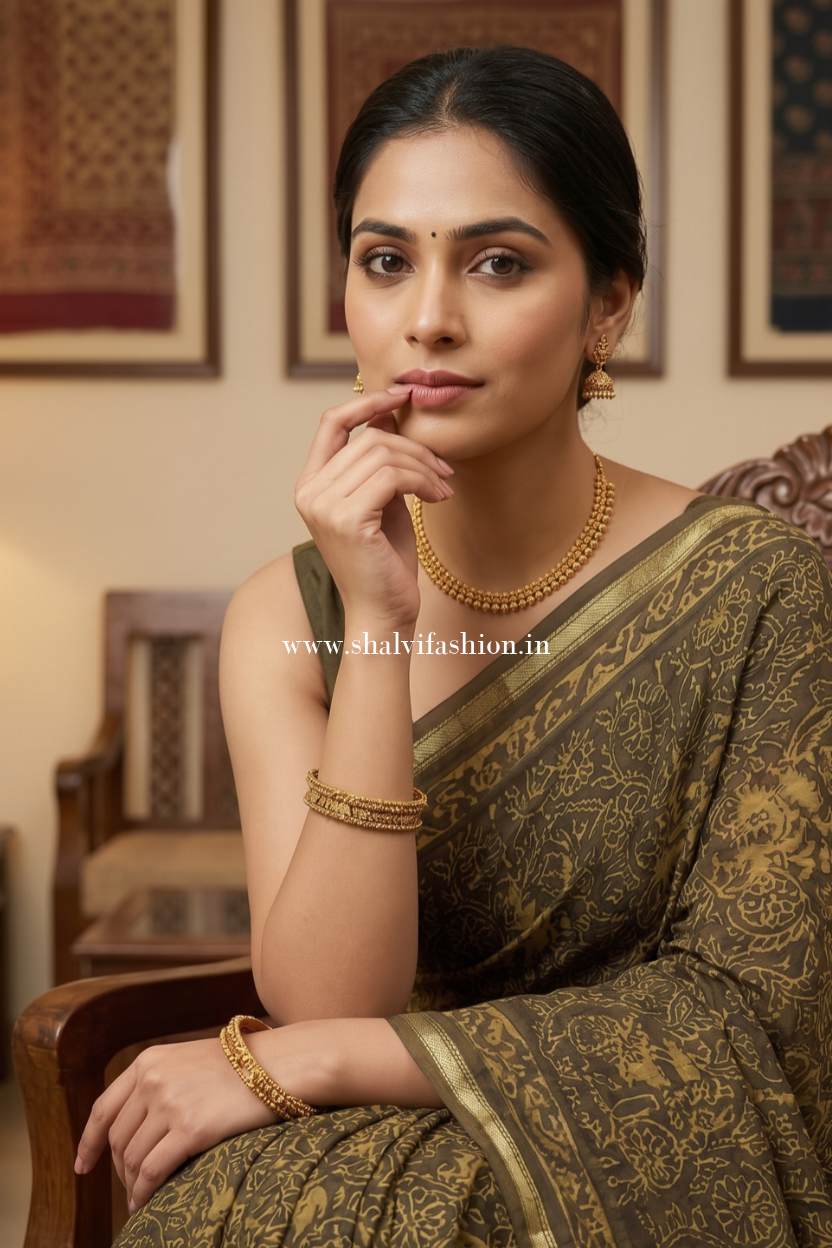 Shop hand block print chanderi silk suits online (CHSAR68)