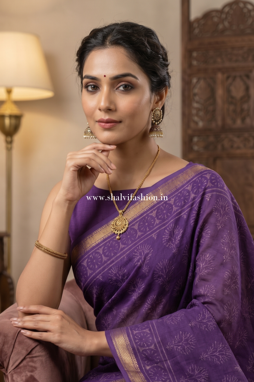 Shop jaipuri block print chanderi sarees (CHSAR73)