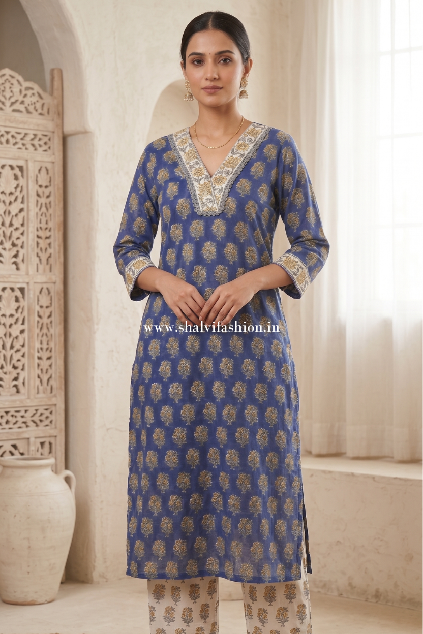 Shop jaipuri block printed kota doria dupatta cotton suits (CKDS07)