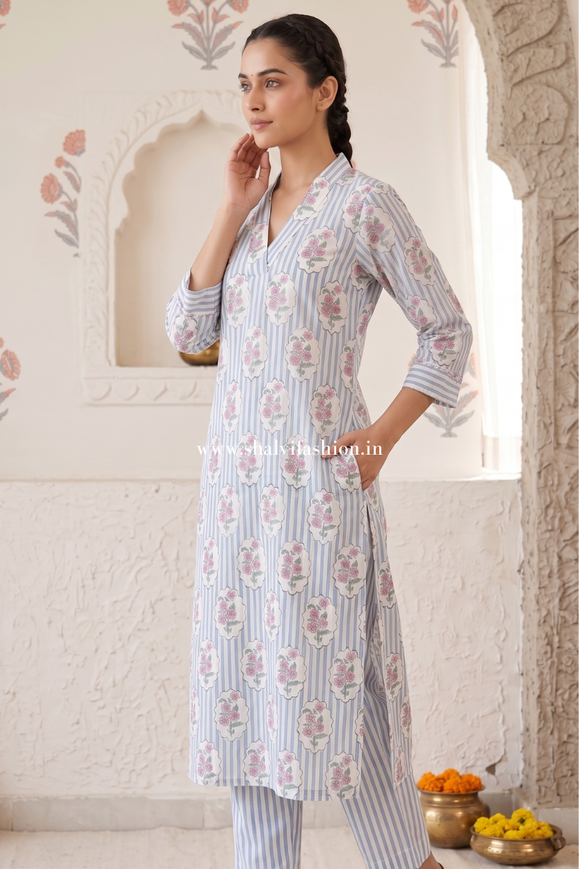 Shop sanganeri block printed cotton suits online shopping (CKDS13)