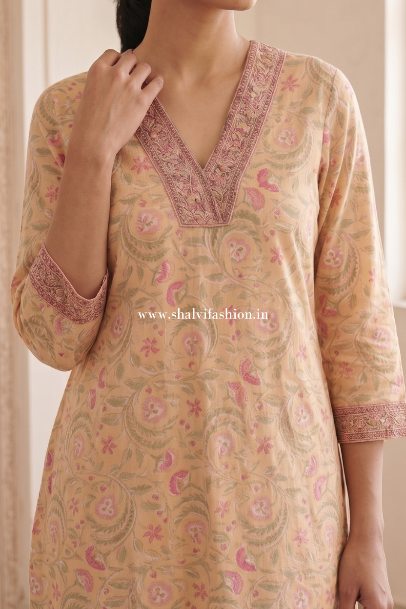 Shop hand block printed cotton suits with kota dupatta (CKDS23)