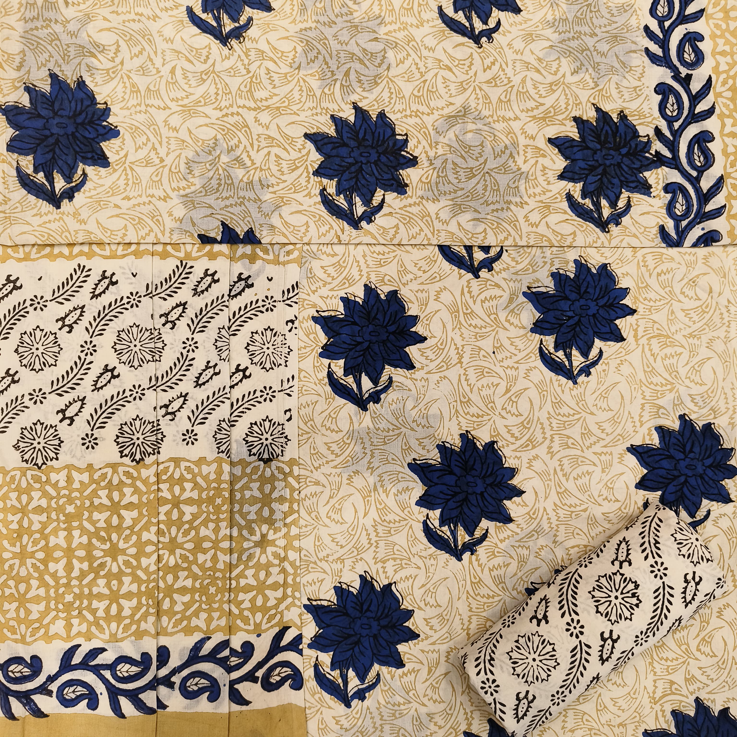 Shop block print cotton suits with mulmul dupatta (COT23)