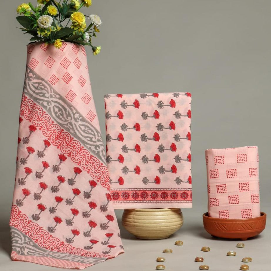 Shop sanganeri print cotton suits with mulmul dupatta (COT35)