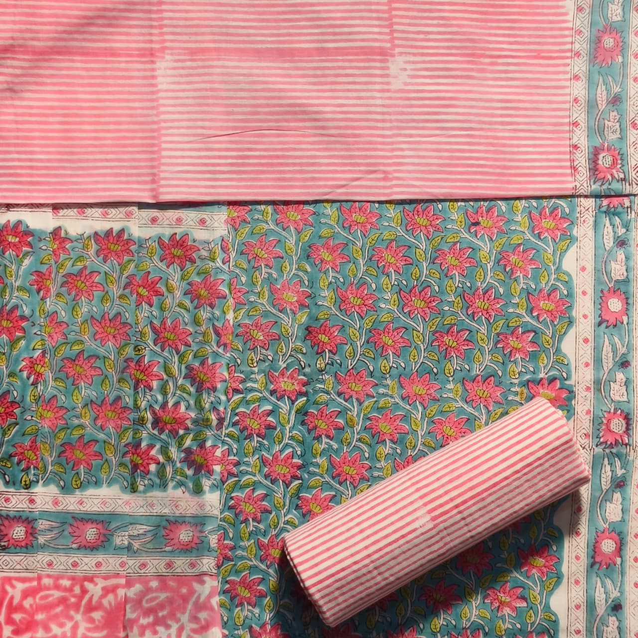 Shop sanganeri print cotton suits with mulmul dupatta (COT85)